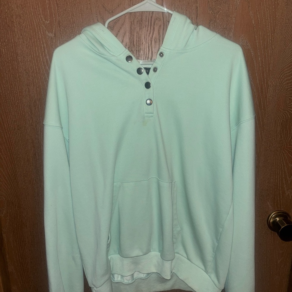 Light Green Women's Button-Up Hoodie